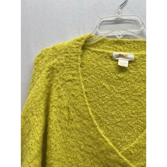 ANTHROPOLOGIE MAEVE PLUSH V-NECK COZY PULLOVER SWEATER M Neon Yellow - Picture 5 of 14